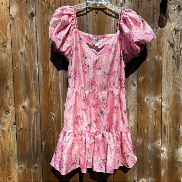 LoveShackFancy Springtime Pink Floral Puff Sleeve Dress - Picture 3 of 6